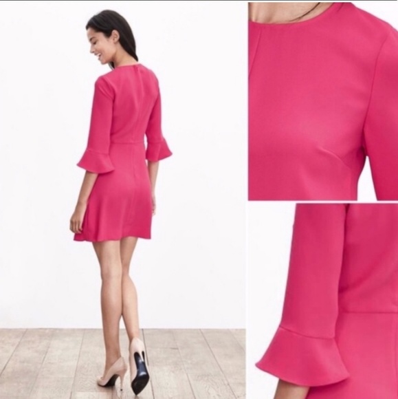 Banana republic pink ruffle sleeve dress - Picture 2 of 4